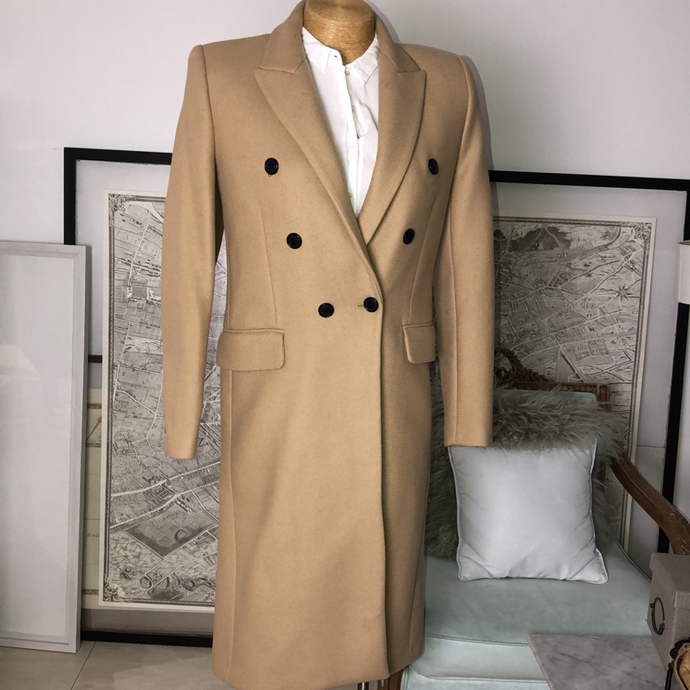 Zara Manteco Coat oversized camel wool  double breasted Size XS - Picture 6 of 11